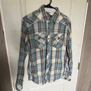 BKE Plaid Shirt in Blue and Yellow